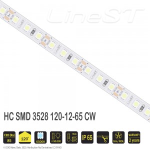 Светодиодная лента SMD 3528 120LED/m 9,6W/m 12V IP65 Cool White