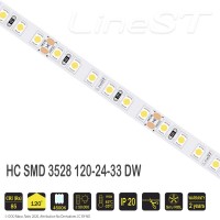 Светодиодная лента SMD 3528 120LED/m 9,6W/m 24V IP33 Day White